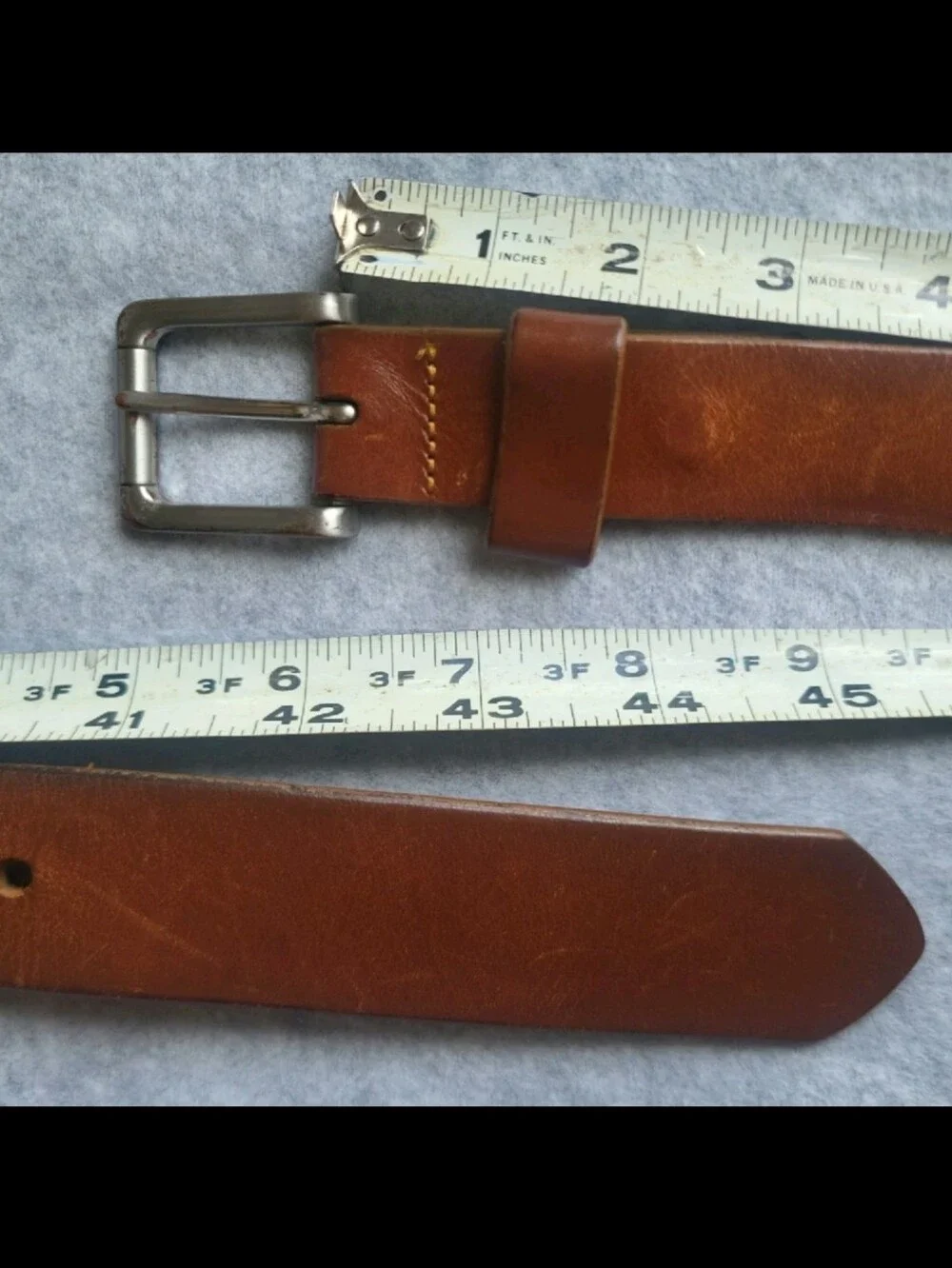Johnston & Murphy Belt Mens 38 Black Brown Stainless Steel Buckle 75-6996 USA